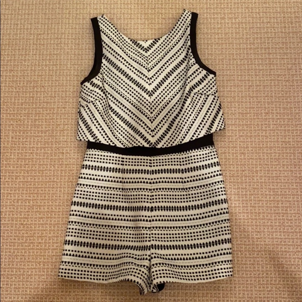 Black and white patterned romper